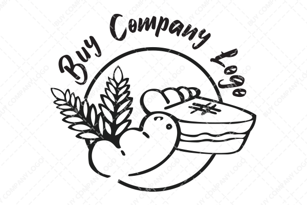 Circle Abstract within it Bread, Baguette, and Croissant Logo